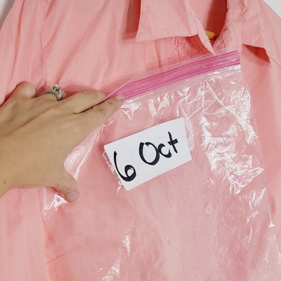 Moffi International Vintag Pink Cotton Blend Embroidered Button-Up Shirt Size XL - Picture 9 of 9